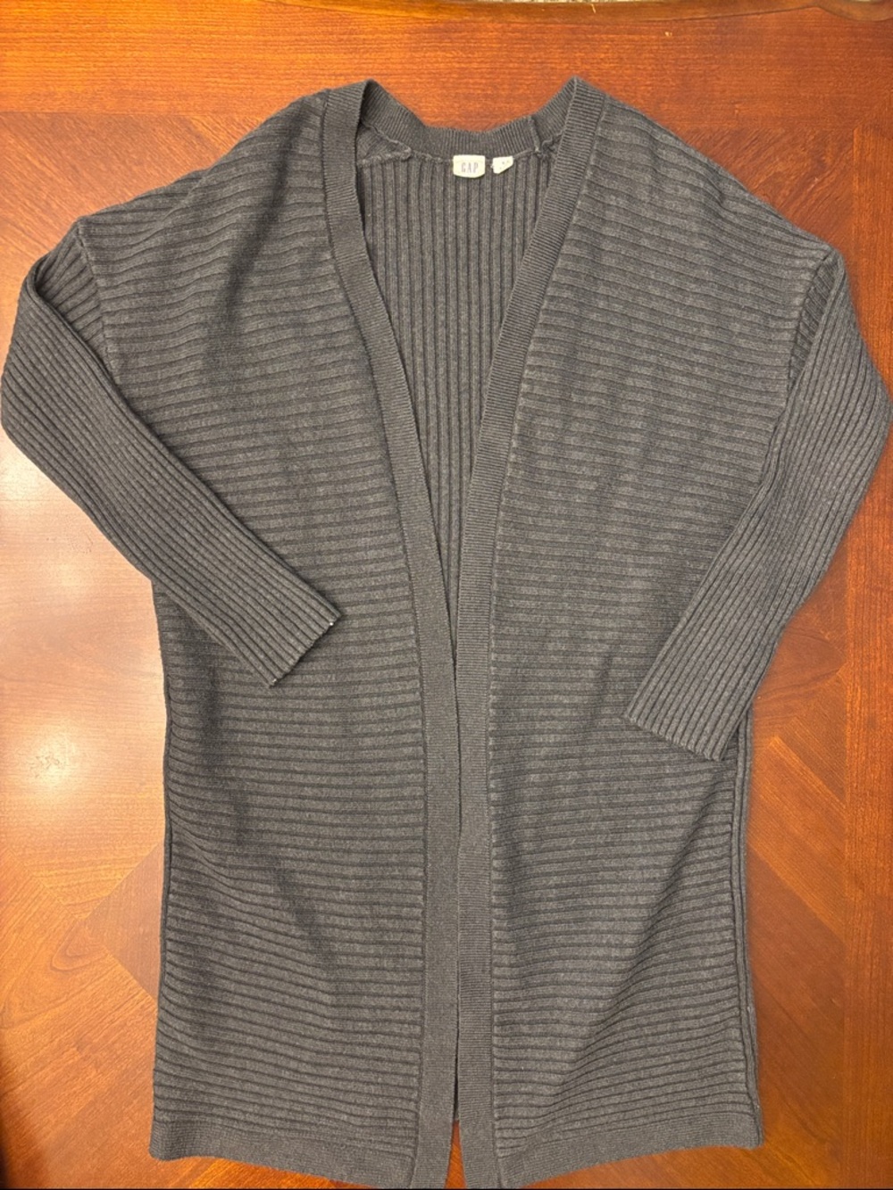 GAP Dark Charcoal Ribbed Open-Front Cardigan